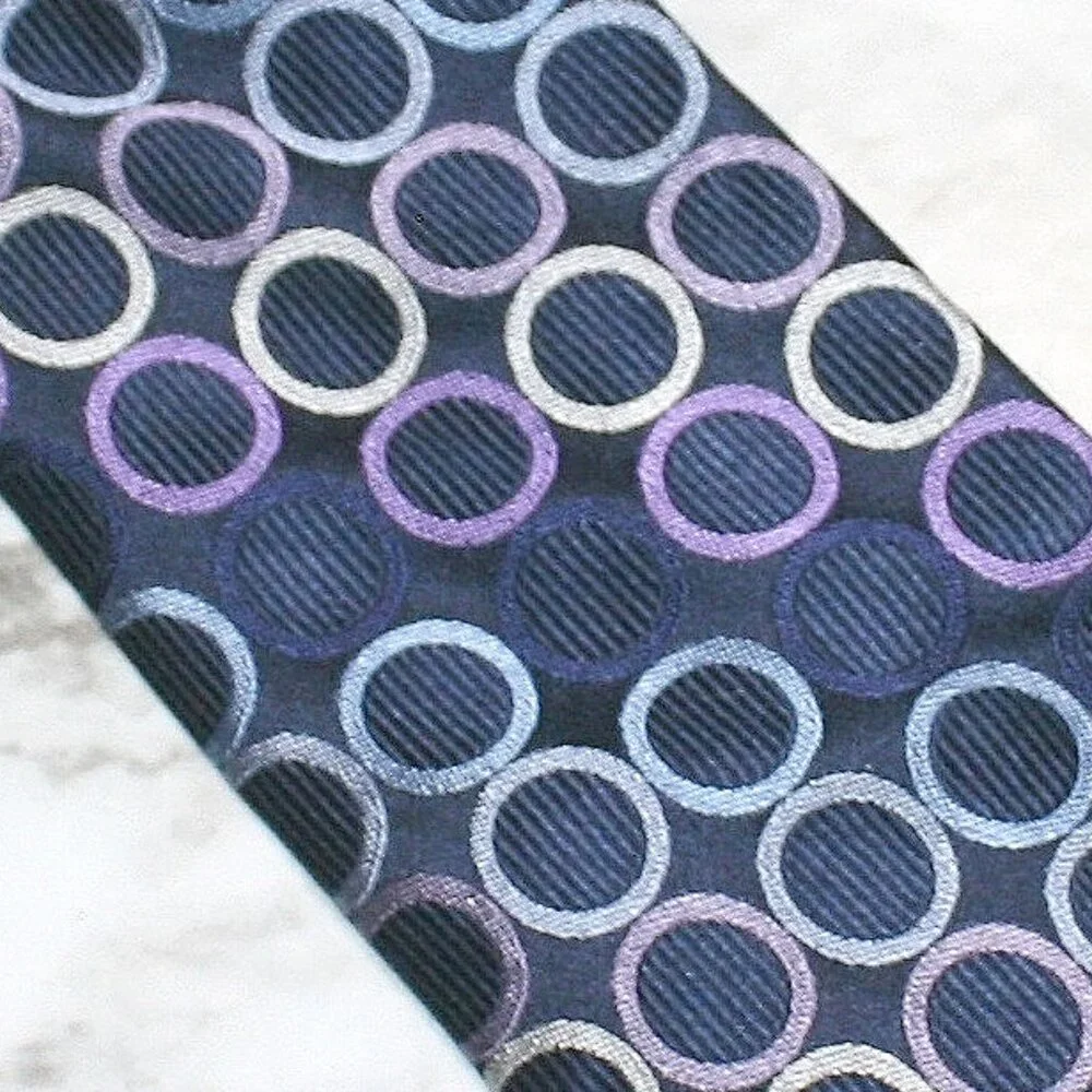 MICHAEL KORS Neck Tie Blue Multicolor Circles Accessory Silk Menswear Necktie